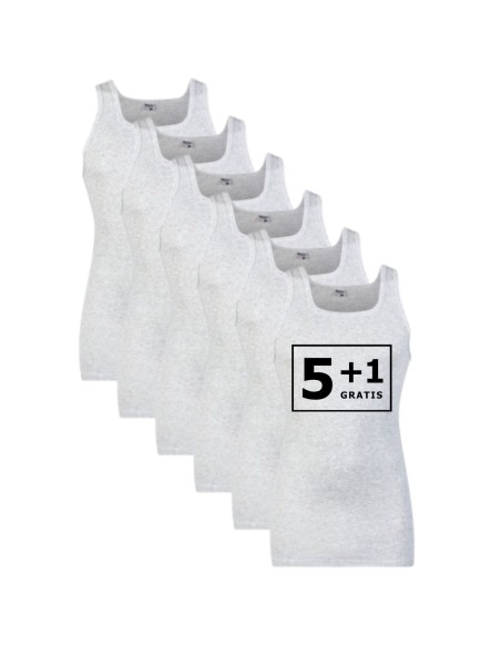 Beeren Heren singlet M3000 6Pack Grijs