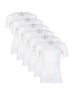 Beeren Heren T-shirt V-hals en K.M. M3000 6Pack Wit