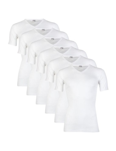 Beeren Heren T-shirt V-hals en K.M. M3000 6Pack Wit