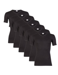 Beeren Heren T-shirt V-hals en K.M. M3000 6Pack Zwart