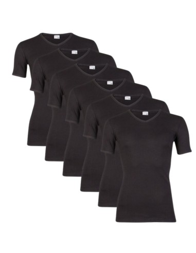 Beeren Heren T-shirt V-hals en K.M. M3000 6Pack Zwart