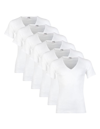 Beeren Heren T-shirt met diepe V-hals M3000 6Pack Wit