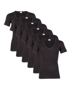 Beeren Heren T-shirt met diepe V-hals M3000 6Pack Zwart