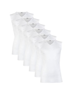 Beeren Heren mouwloos shirt V-hals M3000 6Pack Wit