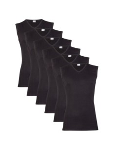 Beeren Heren mouwloos shirt V-hals M3000 6Pack Zwart
