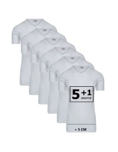Beeren Heren Extra lang T-shirt met V-hals M3000 6Pack Wit