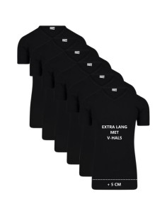 Beeren Heren Extra lang T-shirt met V-hals M3000 6Pack Zwart