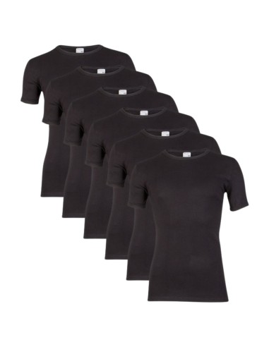 Beeren Heren T-shirt K.M. met O-hals M3000 6Pack Zwart