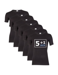 Beeren Heren T-shirt K.M. met O-hals M3000 6Pack Zwart