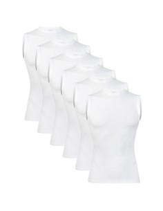 Beeren Heren mouwloos shirt Young (zachte micro stof) 6Pack Wit