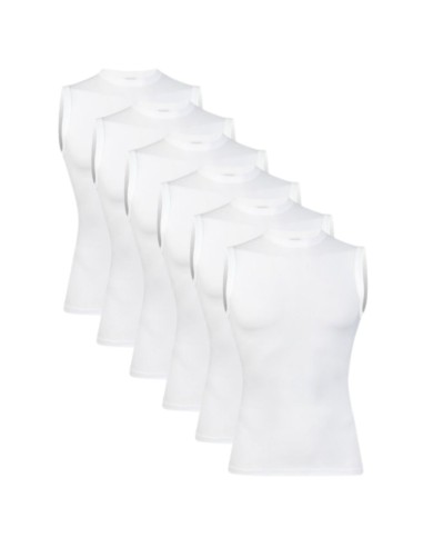 Beeren Heren mouwloos shirt Young (zachte micro stof) 6Pack Wit