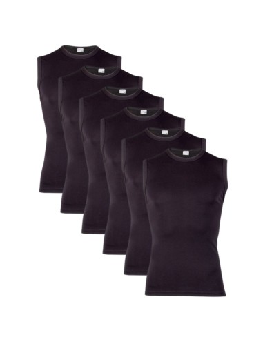 Beeren Heren mouwloos shirt Young (zachte micro stof) 6Pack Zwart