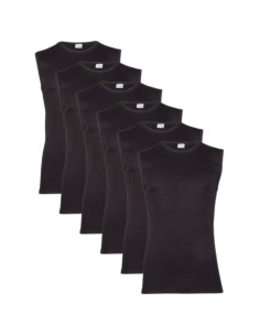 Beeren Heren mouwloos shirt M3000 6Pack Zwart