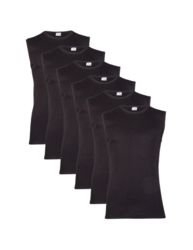Beeren Heren mouwloos shirt M3000 6Pack Zwart