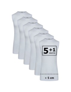 Beeren Extra lang mouwloos shirt M3000 6Pack Wit