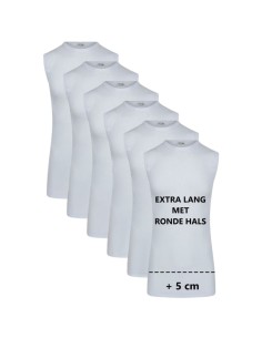 Beeren Extra lang mouwloos shirt M3000 6Pack Wit