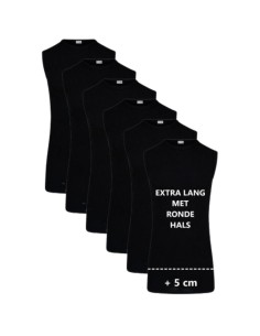 Beeren Extra lang mouwloos shirt M3000 6Pack Zwart