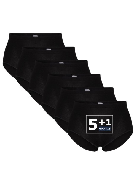 Beeren Dames heupslip (Midi) Briljant 6Pack Zwart Beeren Dames heupslip (Midi) Briljant 6Pack Zwart