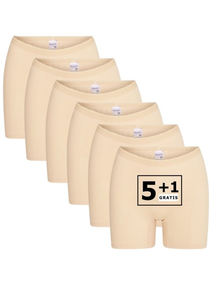 Beeren Dames boxershort Softly met lange pijp 6Pack Beige