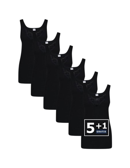 Beeren Dames hemd Viola 6Pack Zwart