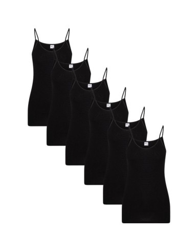 Beeren Dames spaghetti hemd Brigitte 6Pack Zwart