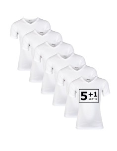 Beeren Jongens T-shirt V-hals M3000 6Pack Wit
