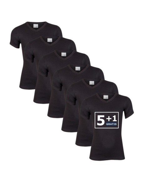 Beeren Jongens T-shirt V-hals M3000 6Pack Zwart Beeren Jongens T-shirt V-hals M3000 6Pack Zwart