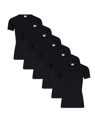 Beeren Jongens T-shirt ronde hals M3000 6Pack Zwart