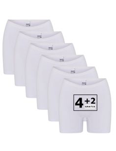 Beeren Dames boxershort Softly met lange pijp 6Pack Wit
