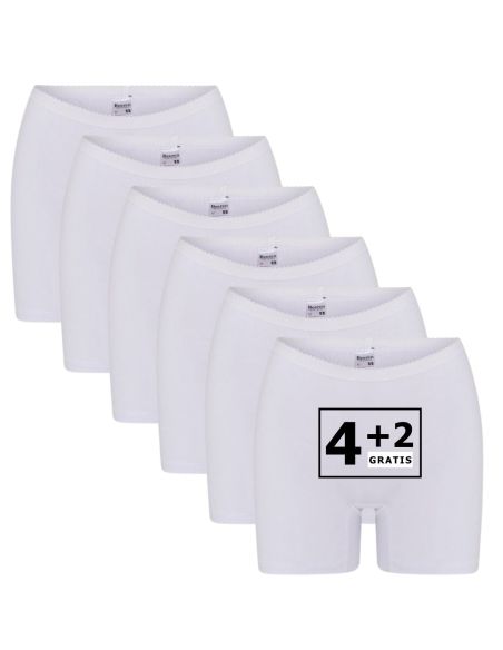 Beeren Dames boxershort Softly met lange pijp 6Pack Wit