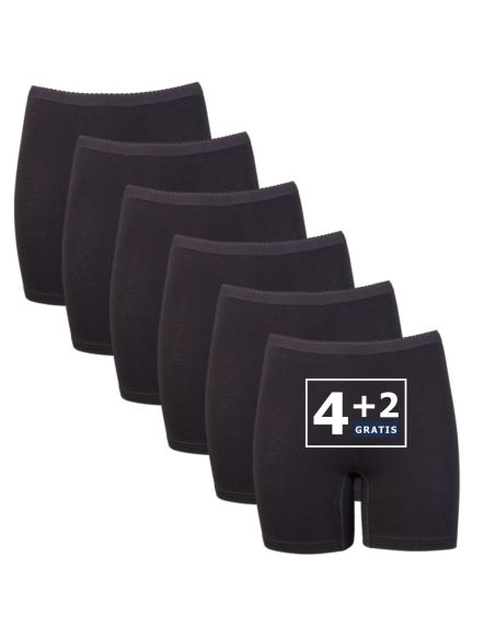 Beeren Dames boxershort Softly met lange pijp 6Pack Zwart