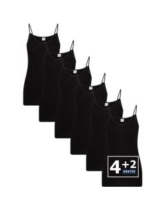 Beeren Dames spaghetti hemd Brigitte 6Pack Zwart