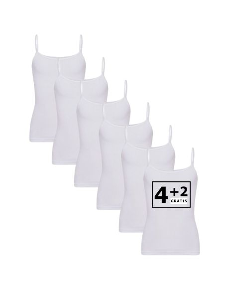 Beeren Meisjes Top Natasja (zachte micro stof) 6Pack Wit