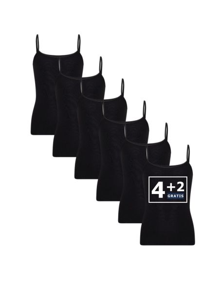 Beeren Meisjes Top Natasja (zachte micro stof) 6Pack Zwart