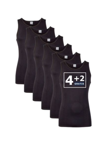 Beeren Heren singlet Comfort Feeling 6Pack Zwart