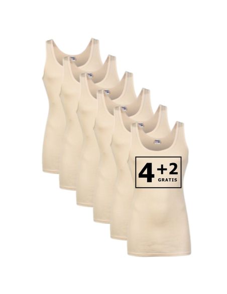 Beeren Heren singlet M3000 6Pack Beige