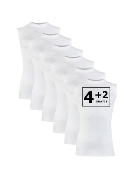 Beeren Heren mouwloos shirt Comfort Feeling 6Pack Wit