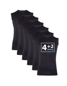 Beeren Heren mouwloos shirt Comfort Feeling 6Pack Zwart