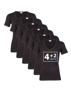 Beeren Heren T-shirt met diepe V-hals M3000 6Pack Zwart