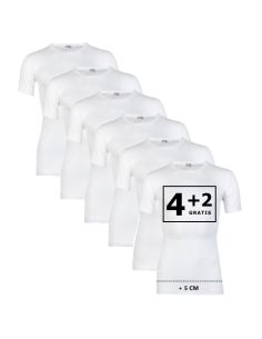 Beeren Heren Extra lang T-shirt met O-hals M3000 6Pack Wit