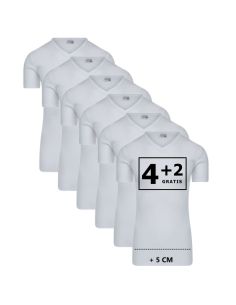 Beeren Heren Extra lang T-shirt met V-hals M3000 6Pack Wit