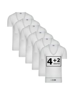 Beeren Heren Extra lang T-shirt met diepe V-hals M3000 6Pack Wita