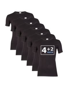 Beeren Heren T-shirt K.M. met O-hals M3000 6Pack Zwart