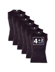 Beeren Heren mouwloos shirt Young (zachte micro stof) 6Pack Zwart