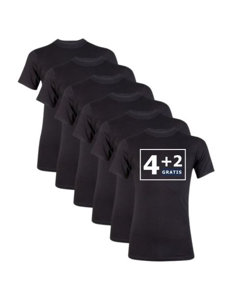 Beeren Heren T-shirt K.M. Young (zachte micro stof) 6Pack Zwart