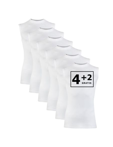 Beeren Heren mouwloos shirt M3000 6Pack Wit