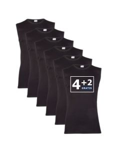 Beeren Heren mouwloos shirt M3000 6Pack Zwart