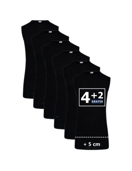 Beeren Extra lang mouwloos shirt M3000 6Pack Zwart