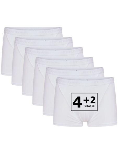 Beeren Heren boxershort Young (zachte micro stof) 6Pack Wit