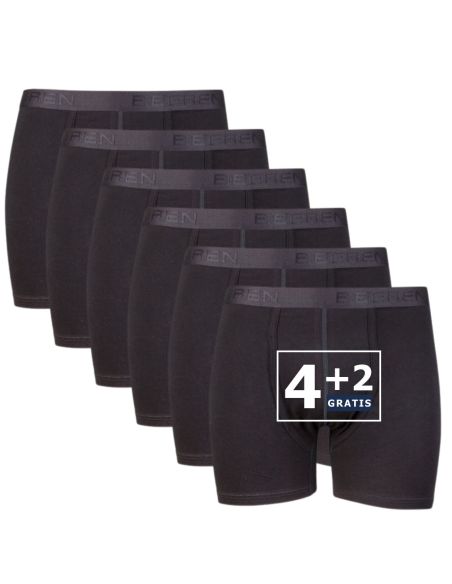 Beeren Heren boxershort Dylan 6Pack Zwart